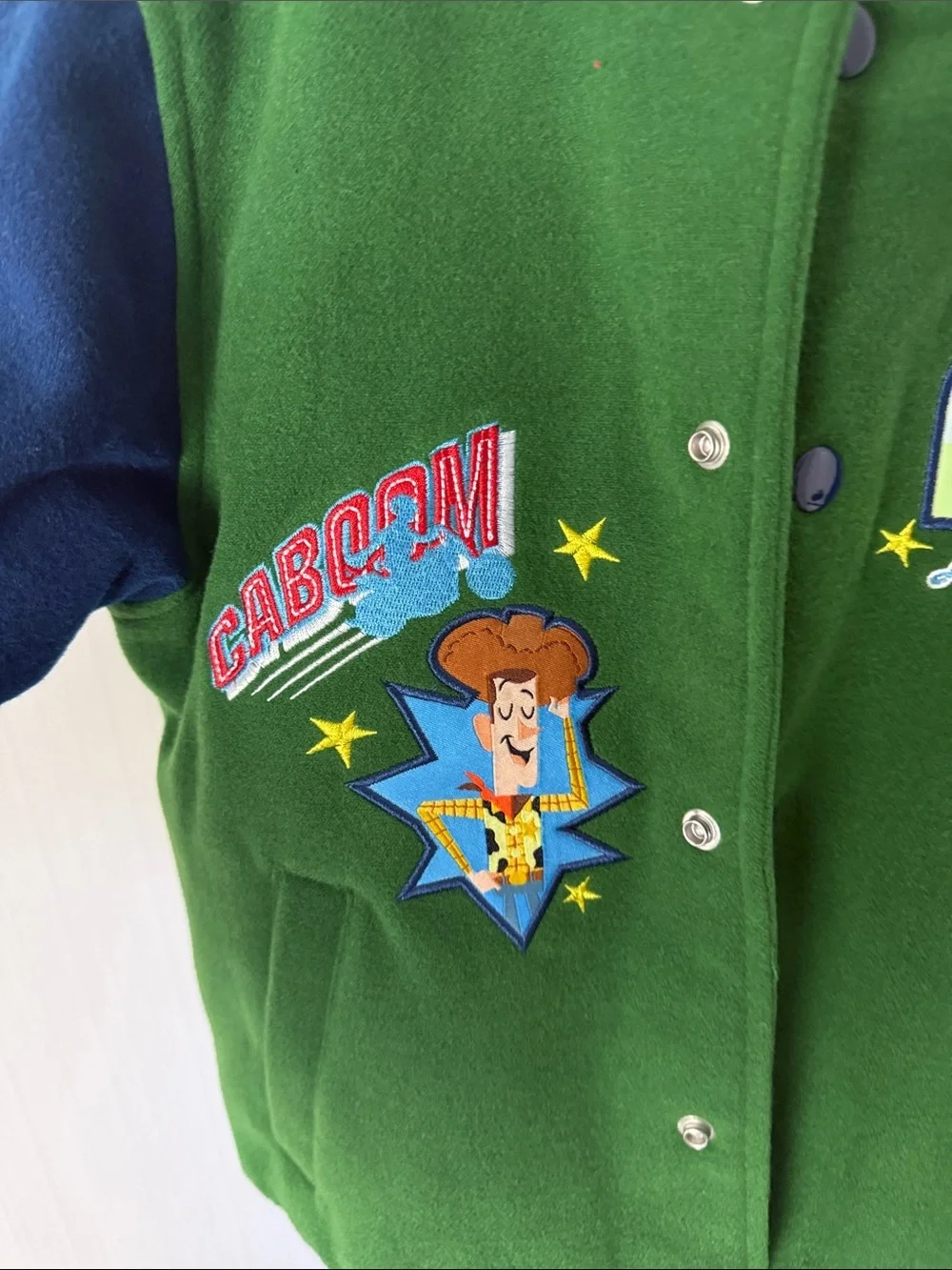 Kids Pixars Toy Story Lettermans Jacket size 5/6 Blue and Green Varsity New